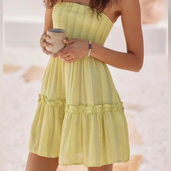 NWT PQ Sunburst Clea Strapless Smocked Dress - Picture 4 of 4